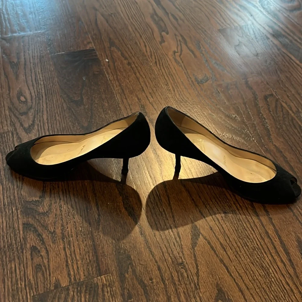 Christian Louboutin Black Peep Toe Heels 38 - Picture 5 of 5